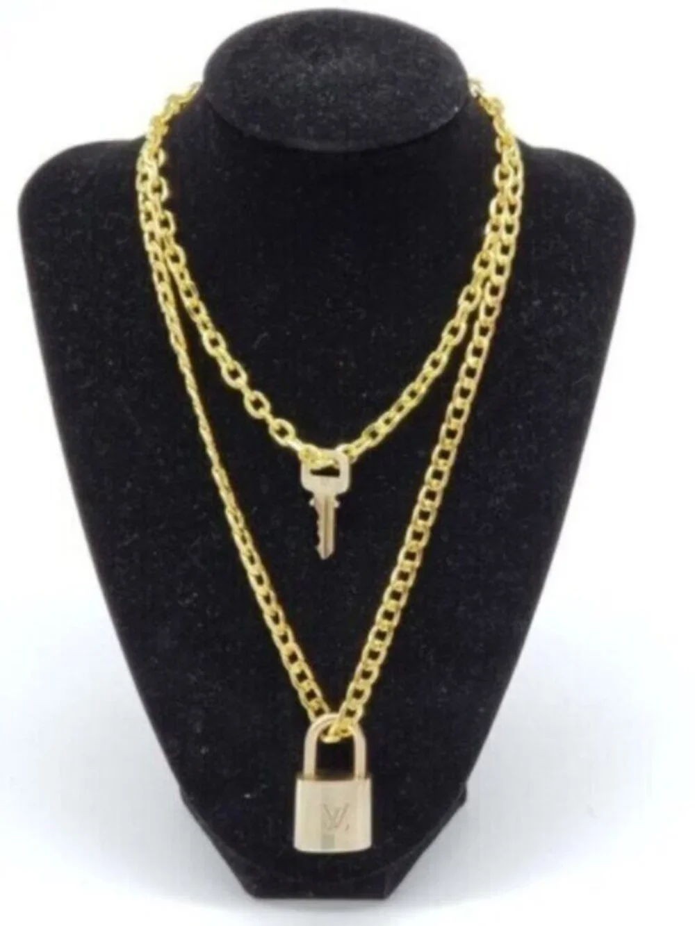 Authentic Louis Vuitton Lock & Key w/ 18k Gold Plated Chain Necklace - Picture 11 of 12